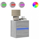 Cumpara ieftin Noptiera montata pe perete cu lumini LED, sonoma gri