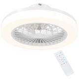 HOMCOM Ventilator de Tavan cu Lumină LED Reglabilă, 6 Viteze și Flux Reversibil, Ventilator din Plastic și Acril, &Oslash;46x16 cm, Alb | Aosom Romania