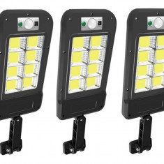 3 x Lampa Solara 8 COB Panou Solar Senzor Miscare Lumina Si Telecomanda