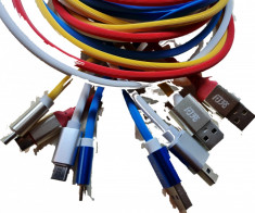 Cablu incarcare Alb 1,8m MicroUSB Type-C Tip C MU18Ab Blu Dash 3.5 foto
