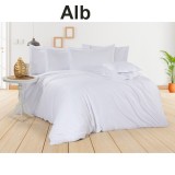 Cumpara ieftin Lenjerie de pat dublu din microfibră , cu 2 fete de perna si cearceaf cu elastic 160x200cm Alb