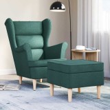 vidaXL Fotoliu cu taburet pentru picioare, verde &icirc;nchis, textil