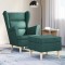 Gossi fotoliu cu taburet pentru picioare, verde inchis, textil