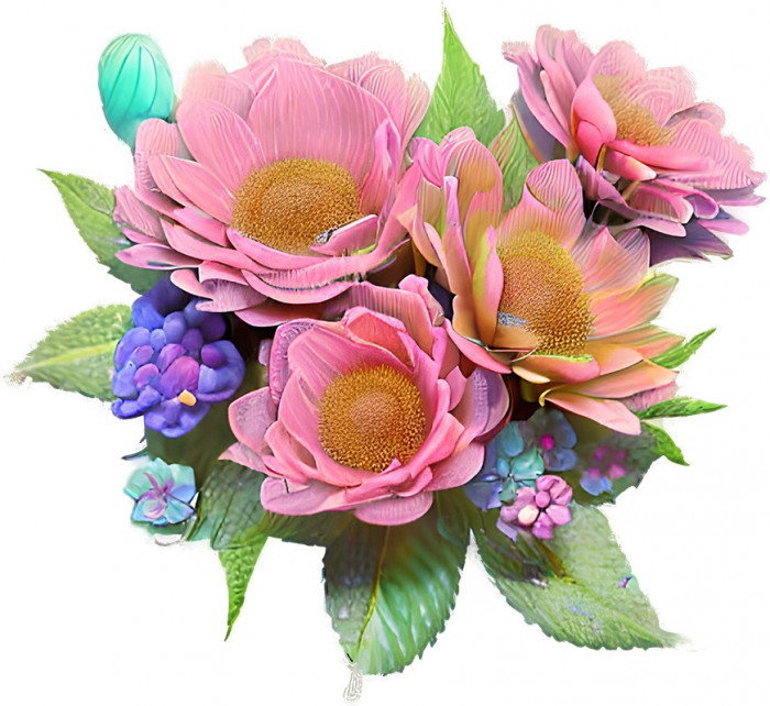 Sticker decorativ Floare, Roz, 65 cm, 7950ST