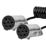 Cablu spiralat remorca TIR 2x7 PIN tip N, 5 m, 24V, AMiO