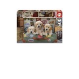 Puzzle Puppies in the luggage, 500 piese, include lipici puzzle (17645)