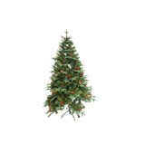 Brad Artificial, eMazing Decorat cu Conuri Pin, Merisoare si Suport Metalic, Inaltime 180 cm, 774 ramuri