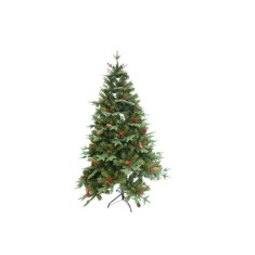 Brad Artificial, eMazing Decorat cu Conuri Pin, Merisoare si Suport Metalic, Inaltime 180 cm, 774 ramuri