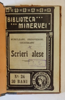 MUMULEANU , HRISOVERGHI , CUCIUREANU , SCRIERI ALESE , 1909 foto
