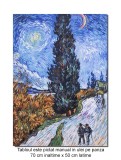 Cumpara ieftin Tablou celebru pictat manual, Drum cu chiparosi, 70x50cm ulei pe panza, reproducere Vincent van Gogh