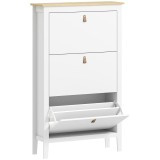 HOMCOM Pantofar Slim cu 3 sertare, pentru 21 perechi de &icirc;ncălțăminte, mărimea EU44 și rafturi reglabile, 80x24x131 cm, alb | Aosom Romania