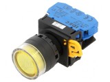 Comutator acţionat prin apăsare 22mm galben