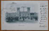 Carte postala circulata , Bucuresti , Gara de Nord , 1901 , clasica, Printata
