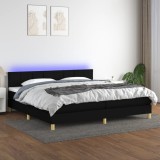 Cumpara ieftin Pat cu arcuri, saltea și LED, negru, 200x200 cm, textil
