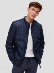 Jacheta barbati cu logo si bata elastica in partea de jos, croiala Regular fit, Bleumarin, S