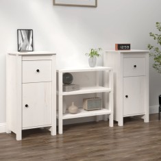 vidaXL Servante, 2 buc., alb, 40x35x80 cm, lemn masiv de pin