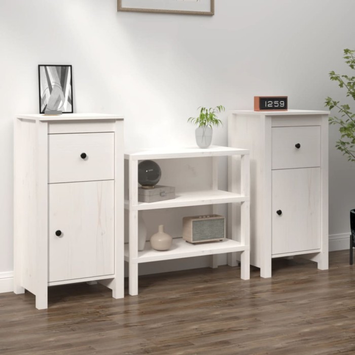 Gossi servante, 2 buc., alb, 40x35x80 cm, lemn masiv de pin