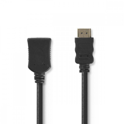 Cablu prelungitor HDMI tata - HDMI mama HighSpeed Ethernet contacte aurite 2m Nedis foto