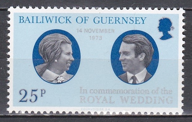Guernsey 1973 - Nunta Prințesei Anne și a Căpitanului Mark Phillips, MNH