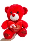Urs rosu 30cm cu inima de plus