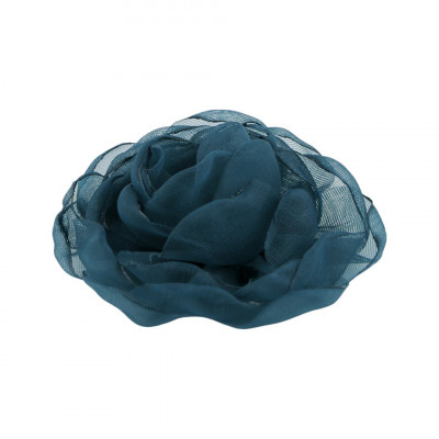 Floare textila din organza pentru haine Crisalida, diametru 8 cm, Trandafir verde inchis foto