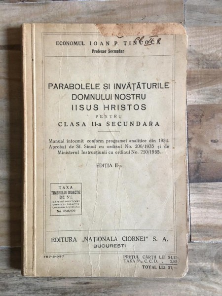 Ioan P. Tincoca - Parabolele si Invataturile Domnului Nostru Iisus Hristos. Clasa a II-a Secundara