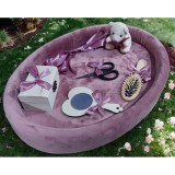 Cumpara ieftin Tavita Mot/Turta, Ovala din Catifea cu 7 Piese - Roz/Mov - TPT530