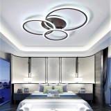 Lustra Led Cu Telecomanda Neagra, 4 Inele, 128W, Lumina Reglabila 3000&ndash;6500K