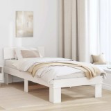 Cadru de pat cu headboard Alb 90 x 190 cm Lemn de brad solid
