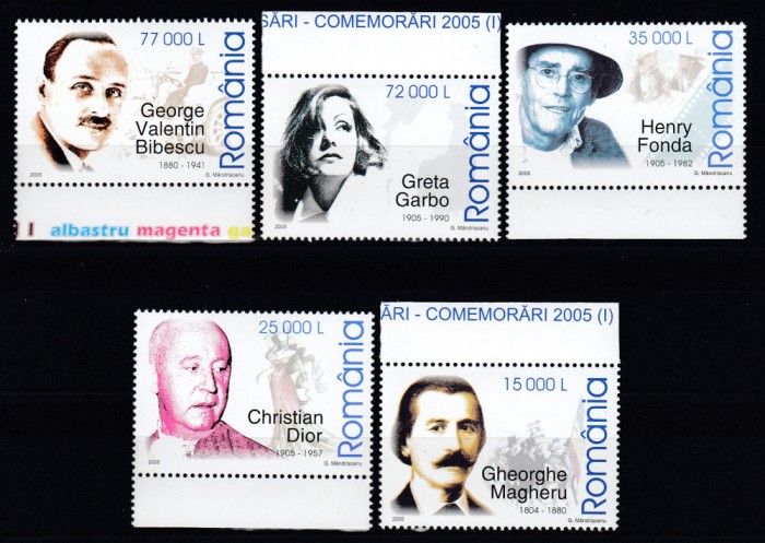 ROMANIA 2005 LP 1672 ANIVERSARI COMEMORARI PERSONALITATI I SERIE MNH
