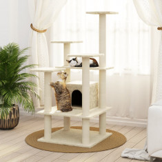 vidaXL Ansamblu pisici cu stâlpi din funie de sisal, crem, 110 cm