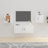 VidaXL Dulapuri TV montate perete 2 buc. alb extralucios 40x34,5x40 cm