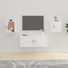 vidaXL Dulapuri TV montate perete 2 buc. alb extralucios 40x34,5x40 cm 816645