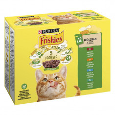 Friskies hrană pentru pisici la plic - carne de vită, pui, ton și cod în sos 12 x 85 g