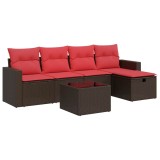Cumpara ieftin Set canapele de gradina cu perne, 6 piese, maro, poliratan