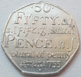 Monedă 50 pence 2005 Marea Britanie, Johnson&#039;s Dictionary, km#1050, Europa