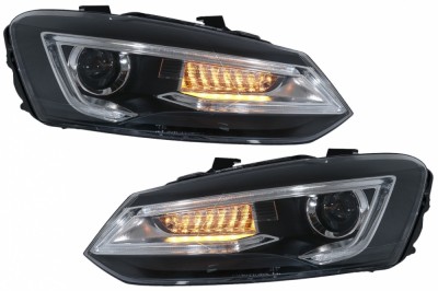 Faruri LED compatibil cu VW Polo MK5 6R 6C 61 (2011-2017) RHD Devil Eye Look HLVWPOMK6RHD foto