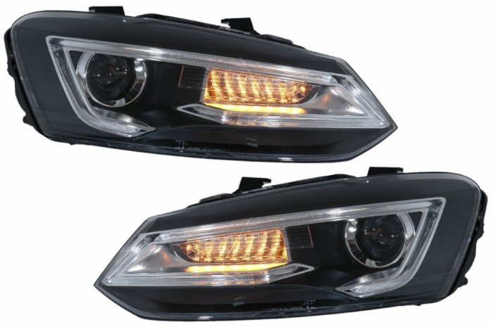 Faruri LED compatibil cu VW Polo MK5 6R 6C 61 (2011-2017) RHD Devil Eye Look HLVWPOMK6RHD