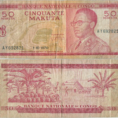 1970 (1 X), 50 Makuta (P-11b) - Congo (Kinshasa)