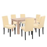 Cumpara ieftin Set de masă Leon 6+1 stejar Sonoma-bej