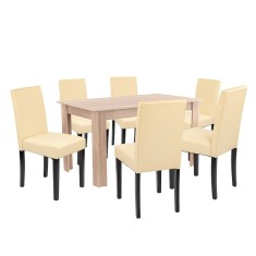 Leziter Set de masa Leon 6 1 stejar Sonoma-bej Mobalis Homvera