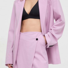 Karl Lagerfeld fusta din amestec de lana culoarea roz, mini, evazati