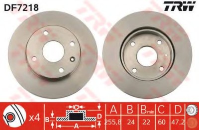 Disc frana DAEWOO NUBIRA (KLAJ) (1997 - 2016) TRW DF7218 foto