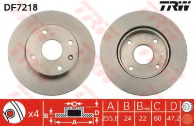 Disc frana DAEWOO NUBIRA Limuzina (KLAJ) (1997 - 2016) TRW DF7218 foto