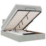 Cumpara ieftin Pat otoman cu saltea si LED-uri, gri deschis, 120x190cm catifea