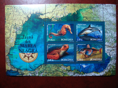 ROMANIA 2007 BLOC FAUNA DIN MAREA NEAGRA MNH foto