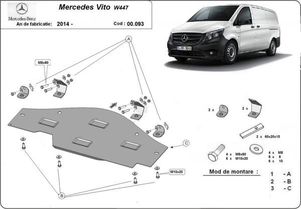 Scut metalic pentru sistemul Stop&amp;amp;Go Mercedes Vito W447 1.6Diesel 2x4 2014-prezent