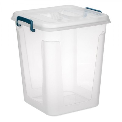 Cutie de Depozitare, Model Transparent, Capac și M&amp;acirc;nere Petrol, Capacitate 15L, Plastic BPA 0% foto