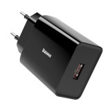 Incarcator Retea USB Baseus Speed Mini, Quick Charge, 18W, 1 X USB, Negru CCFS-W01