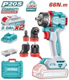 TOTAL - MASINA DE GAURIT SI INSURUBAT CU 4 CAPETE - 20V - 2AH - (INCLUDE 2 ACUMULATORI, 1 INCARCATOR